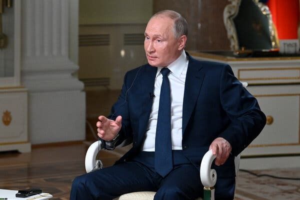 President Vladimir V. Putin during an interview on Monday.
