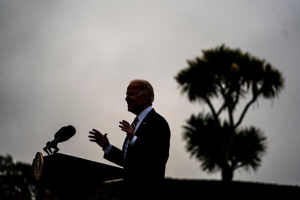 President Biden speaking at a news conference in Britain last week during the start of his first trip abroad as president.