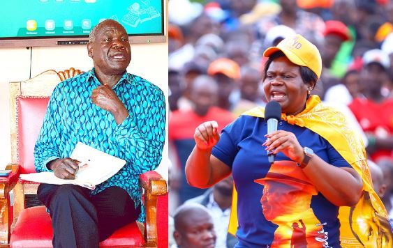 Governor Gladys Wanga and Deputy Governor Oyugi Magwanga standing together during Homa Bay County official event.