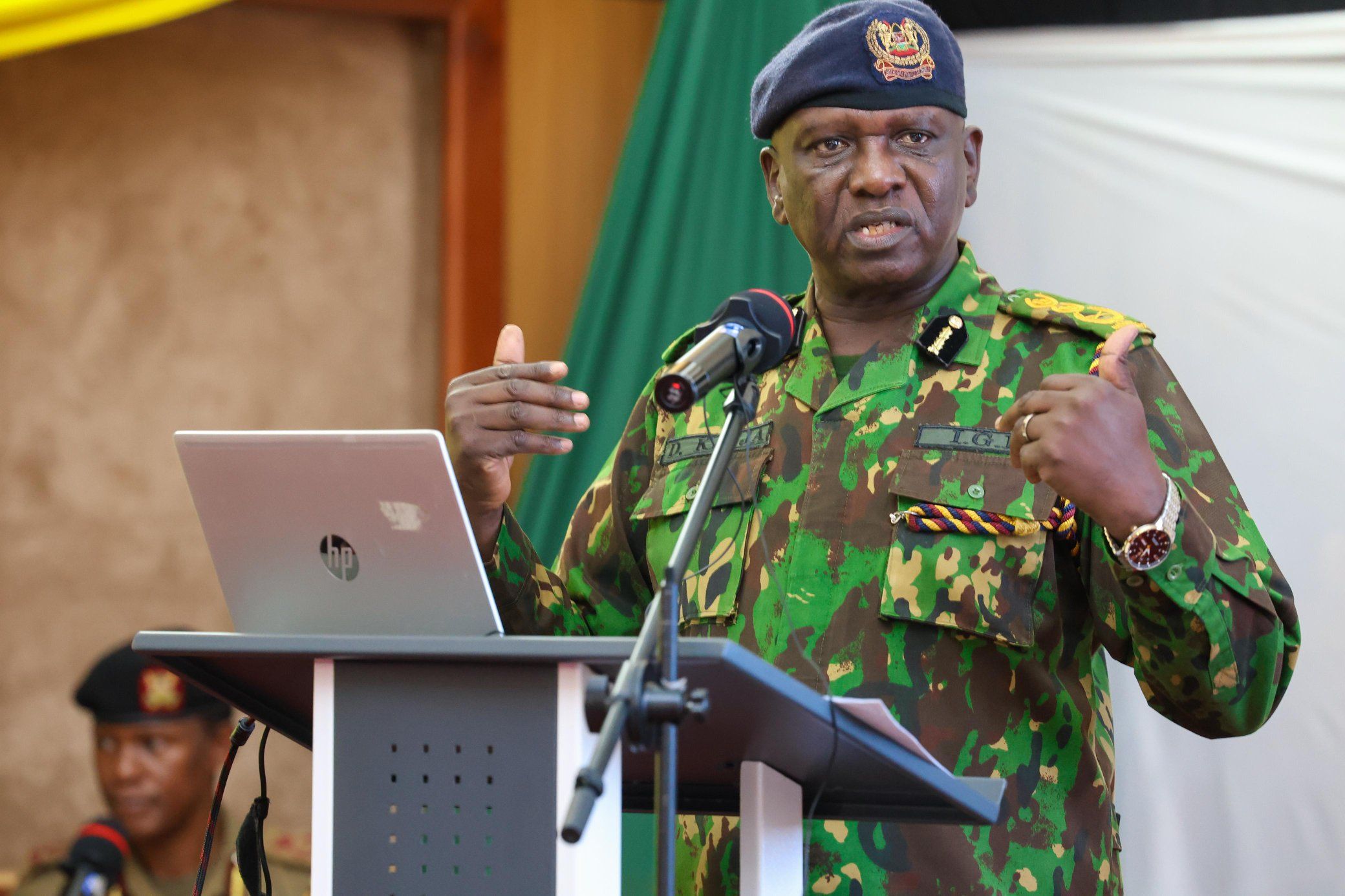 Police IG Douglas Kanja speaking during Jukwaa la Usalama forum in Murang’a on August 19, 2025