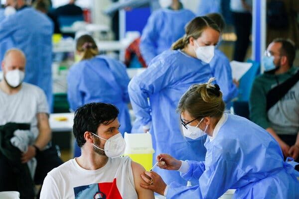Doses of AstraZenecaâs Covid vaccine being administered last month at a mosque in Cologne, Germany.