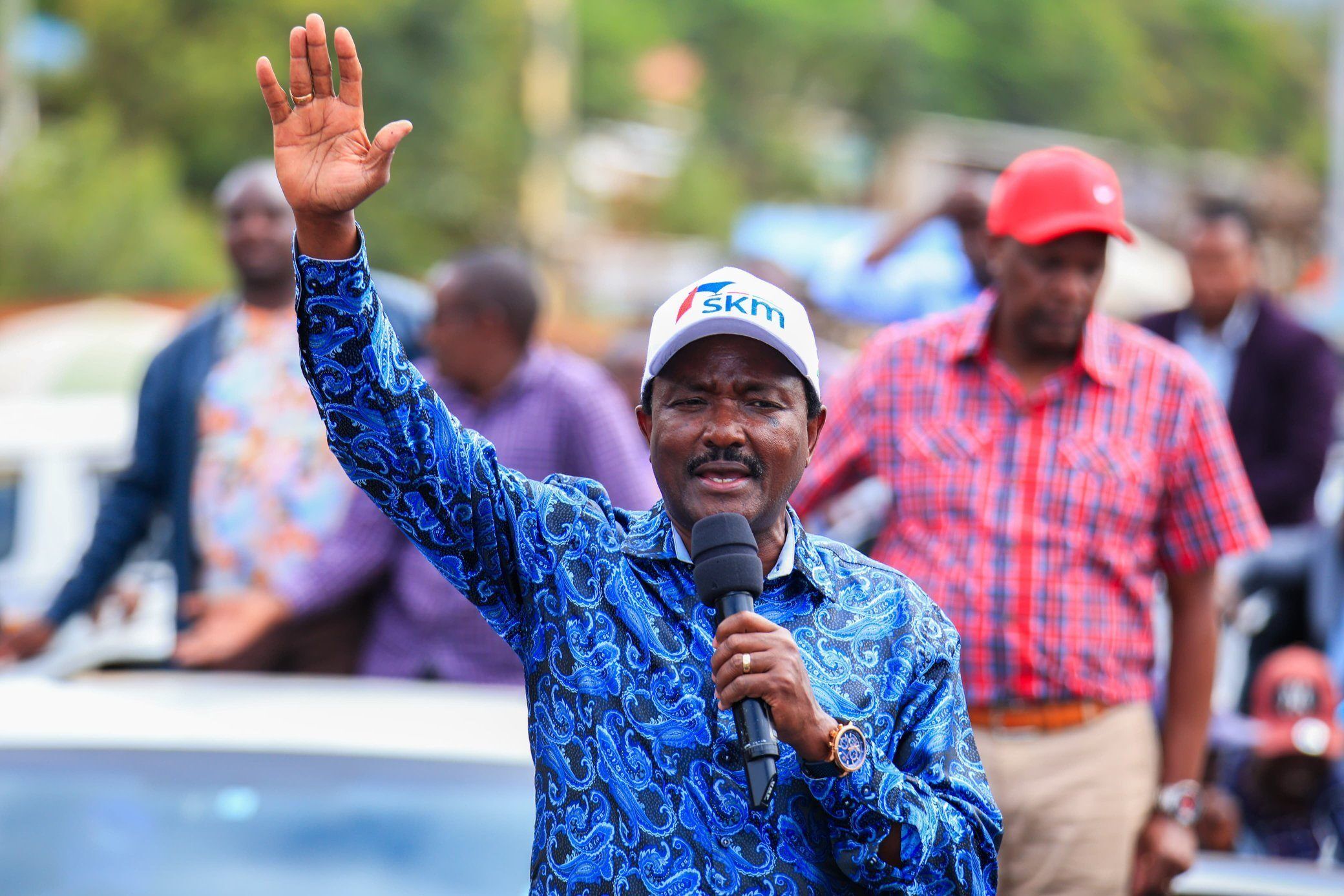 Wiper Party leader Kalonzo Musyoka speaks at a rally where he denied reports of stepping down from the 2027 presidential race