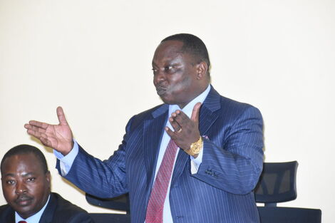Nairobi Gubernatorial aspirant Richard Ngatia speaks to MCAs on Wednesday, January 12.