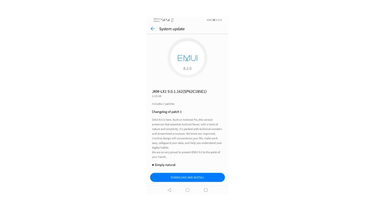 Huawei Y9 2019 receiving Android 9 Pie update