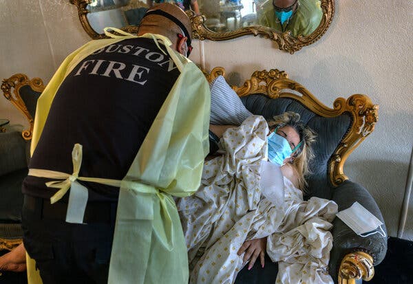 Houston Fire Department paramedics transported a woman with Covid-19 to a hospital on Wednesday, just days after her father-in-law died from the virus.