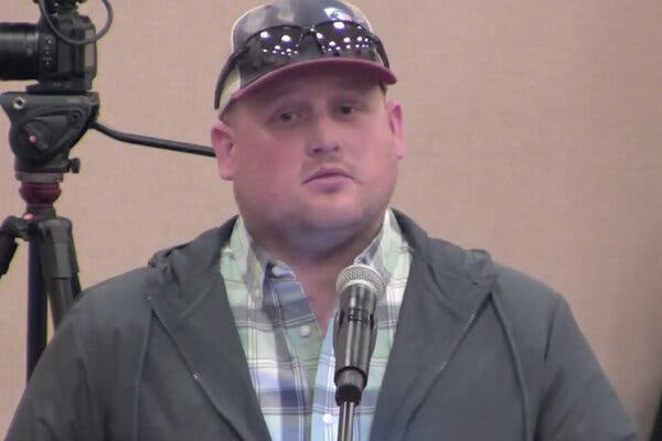 Caleb Wallace addressed a public meeting in the city of San Angelo, Texas, in November.