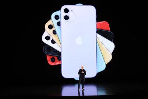 Tim Cook introducing the iPhone 11 in 2019. The new iPhones are expected to feature better screens.