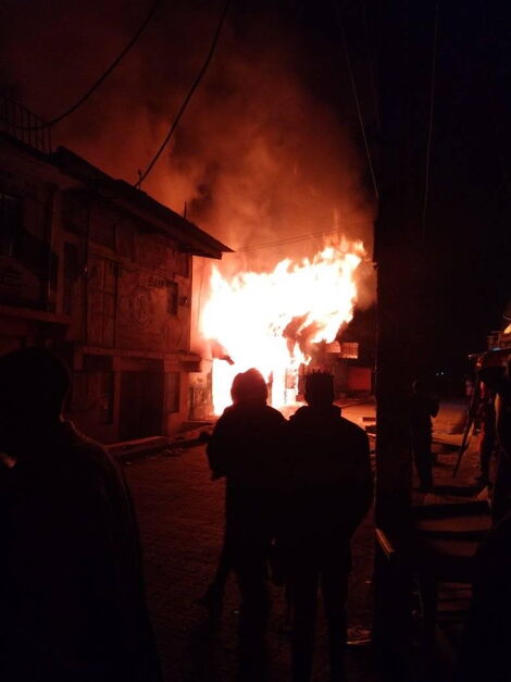 Mlolongo Residents Watching From Far as Fire Razes Down Their Properties