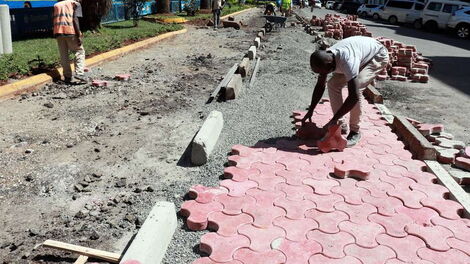 Non-motorised transport work is ongoing on Kenyatta Avenue and Wabera Street in the city centre. DENNIS ONSONGO