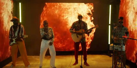 Sauti Sol performing during their Midnight Train virtual experience album launch on August 22, 2020.