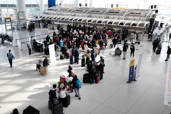 An international terminal at John F. Kennedy Airport in January.