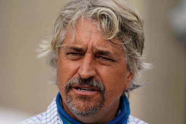 Steve Asmussen is the trainer of Midnight Bourbon, who raced in the Kentucky Derby and will now run in the Preakness Stakes.