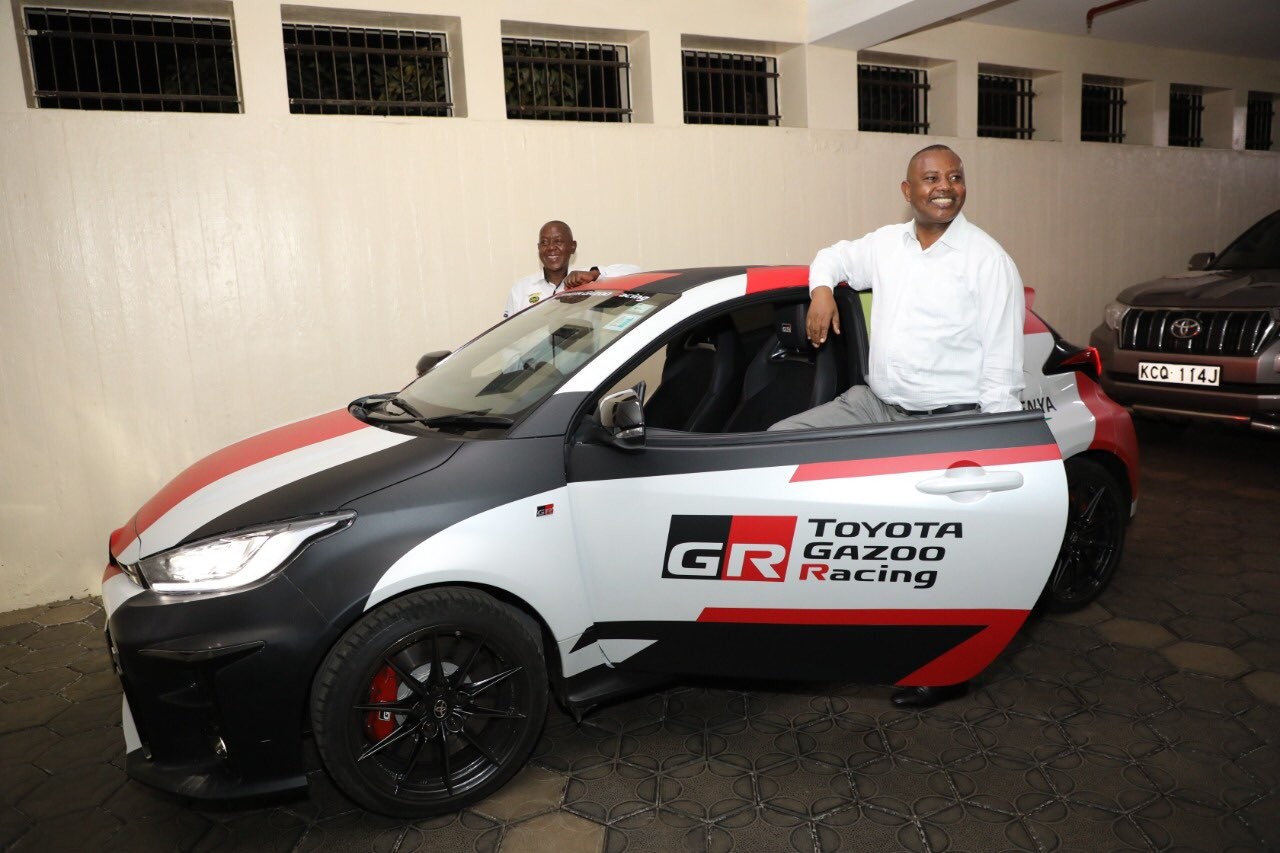 Photos of excited DCI boss George Kinoti in a Safari Rally car