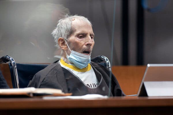Robert Durst, 78, in a Los Angeles courtroom on Thursday as he was sentenced to life in prison without chance of parole for a murder 21 years ago.