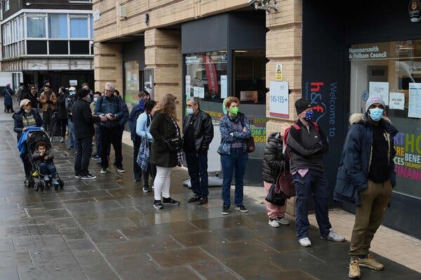 Lining up to get a Covid-19 vaccine shot in London last week.