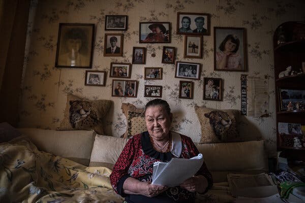 Raisa Smirnova seen in her home in Yekaterinburg, Russia, earlier this month. She was poisoned in April 1979 at the ceramics factory where she worked, near the military lab.