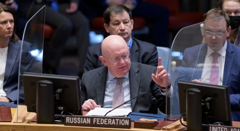 The Russian Ambassador Vassily Nebenzia, during the Security Council meeting on the situation in Ukraine The Russian Ambassador Vassily Nebenzia, during the Security Council meeting on the situation in Ukraine