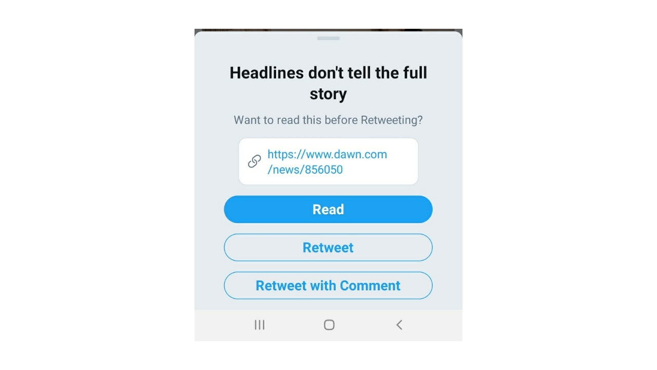 Twitter testing reminders for when users share content they haven't read