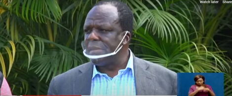 Kakamega Governor Wycliffe Oparanya addressing the media on April 11, 2020.