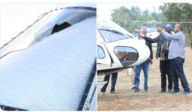 Raila Odinga's chopper stoned, window broken at Kibor's burial