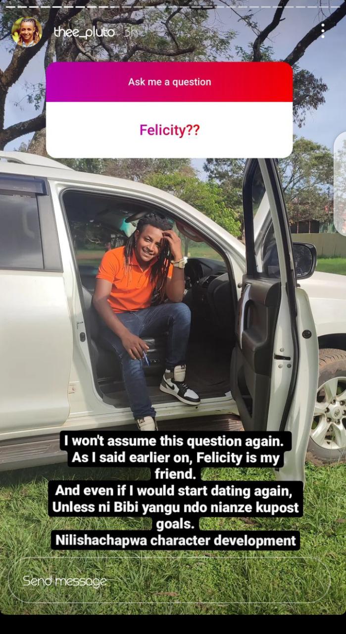 Alinichapa Character Development-Thee Pluto On Why He Remains Friends With Felicity Shiru