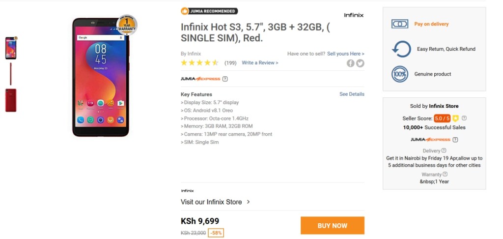 Infinix Hot S3 has its biggest price cut, yet, on Jumia