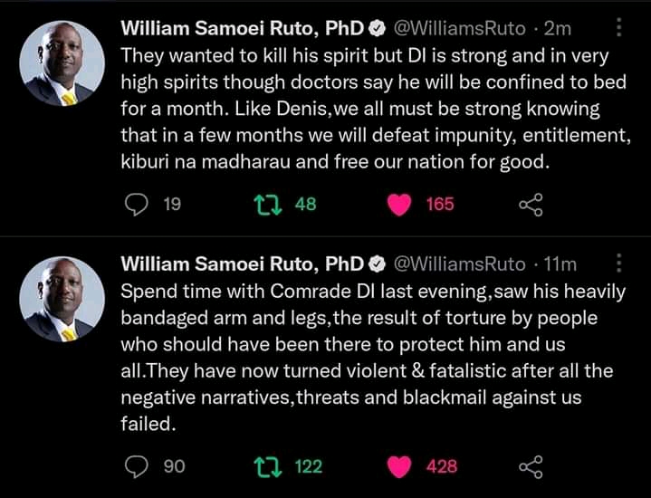 “They wanted to Kill His Spirit” DP Ruto Breaks Silence After Visiting Bedridden Itumbi