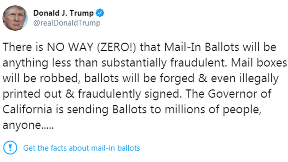 Twitter tags Trump post with fact-checking warning