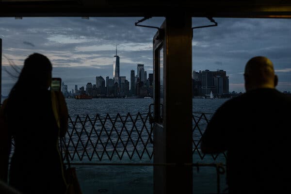 Lower Manhattan seen from the Staten Island Ferry.