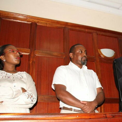 Quorandum Company Limited MDs Mukuria Ngamau and Doreen Waithera at Nairobi Anti-Corruption Court during plea talking