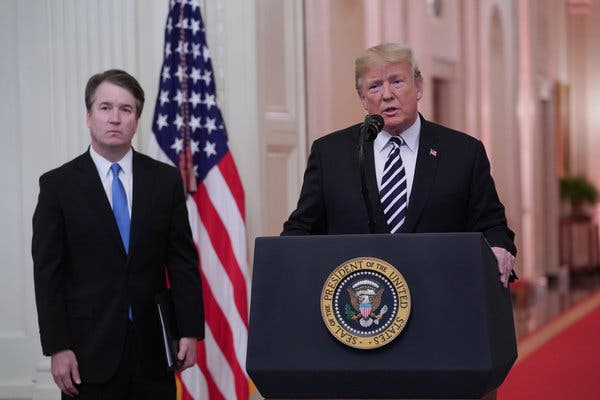 President Trump with Judge Kavanaugh at a swearing-in ceremony at the White House last year.