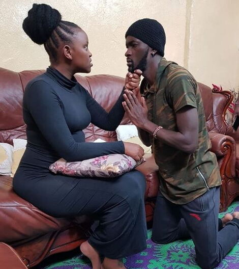 Anthony Ashioya as Tekno (right) with Beatrice Dorea Chege (Maggy) in Citizen TV's drama series Maria 
