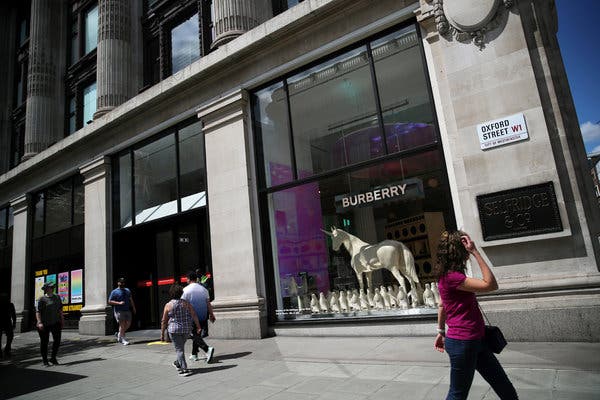 A Burberry display on Oxford Street in London in June.