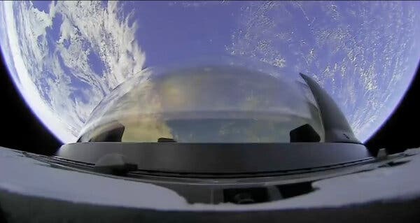 SpaceX tweeted a view of Crew Dragon’s cupola.