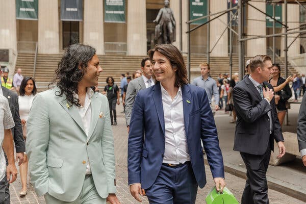Vlad Tenev, right, and Baiju Bhatt, Robinhood’s founders, in New York last month.