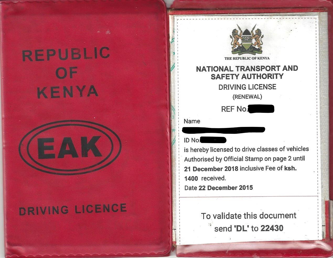 Is old driving license valid in kenya?