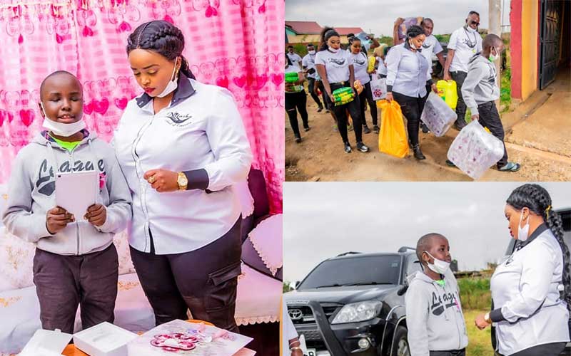 Popular preacher Lucy Natasha gifts Kenya’s youngest evangelist Victor Githu