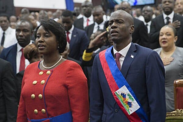 Martine Moïse and her husband, President Jovenel Moïse of Haiti, in 2017. Ms. Moïse was also shot in the attack at the couple’s residence but was said to be in a stable condition in a hospital in Miami.