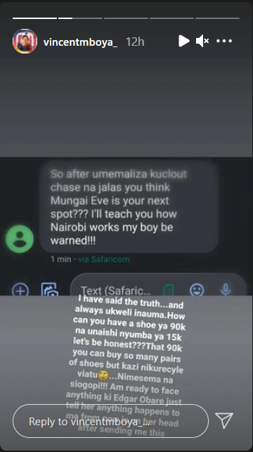 Vincent Mboya Criticizes Mungai Eve For Owning Shoes Worth Ksh 90K And Living In A 15K House (Video)