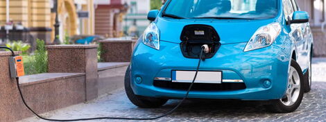 An electric car charging