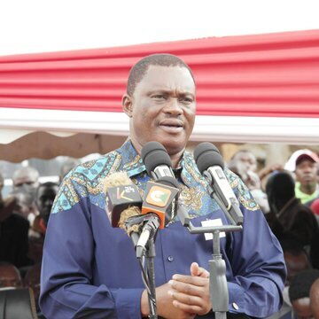 National Assembly Speaker Justin Muturi speaking in Nyamira on January 30, 2022.