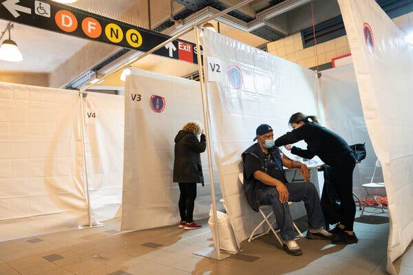 People being vaccinated at the Coney Island/ Stillwell Avenue subway station in Brooklyn last week.
