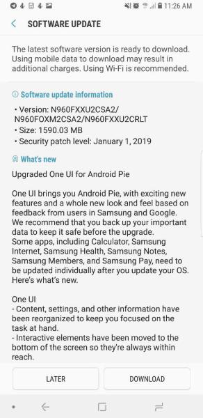 Note 9 Pie