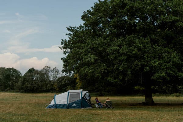 Some real social distancing at the Little Thakeham campsite in Sussex.