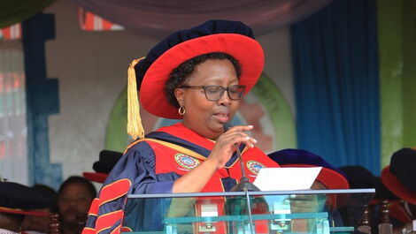 JKUAT Vice Chancellor Prof. Victoria Wambui Ngumi during a graduation ceremony.