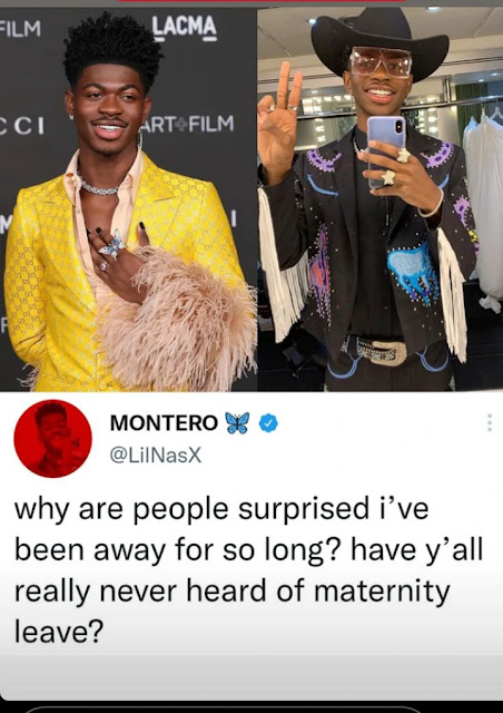Lamar Hill Montero famously known as Lil Nas X with baby Montero photos Lamar Hill Montero famously known as Lil Nas X with baby Montero photos