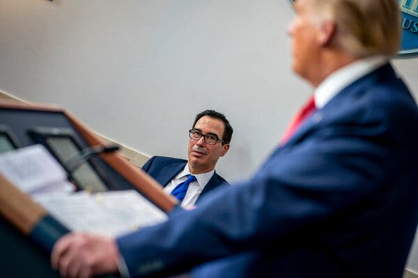 Treasury Secretary Steven Mnuchin has been skeptical of the payroll tax suspension plan, and the Treasury Department has delayed guidance on how the tax holiday would work.