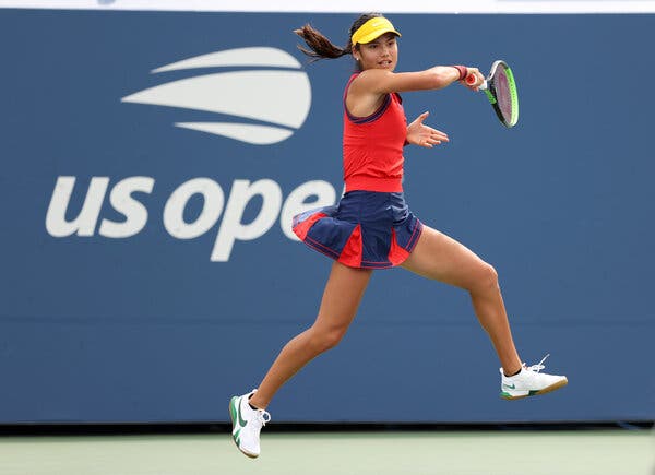 Emma Raducanu of Britain needed seven match points to close out Stefanie Voegele of Switzerland.