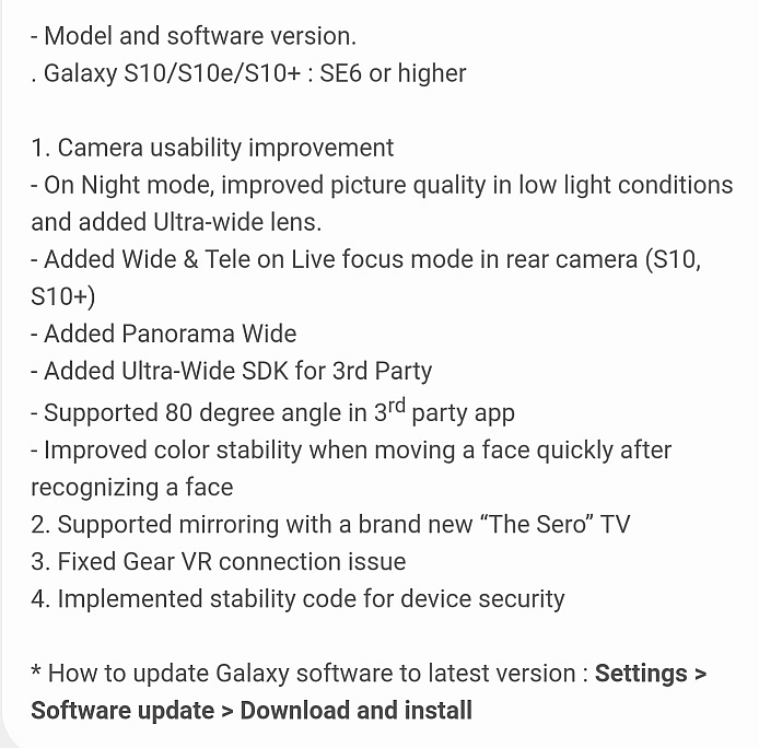 Latest Galaxy S10 update in Kenya adds Night and Live focus modes to wide and telephoto lenses, May security patch, and more