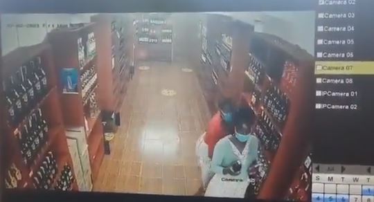 CCTV Video Captures Women Stealing Whisky at a Kitale Wines and Spirit Shop